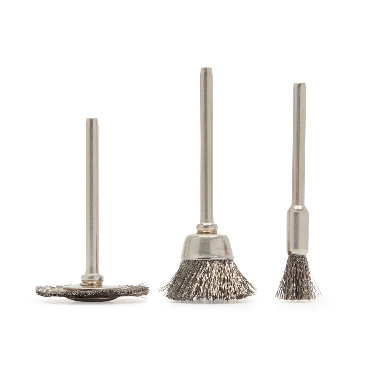 60 Pack Stainless Steel Wire Brush Drill Bits for Rotary Tool Attachment, Rust Cleaning Metal Buffing Wheels, 3 Shapes